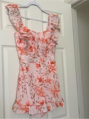 Brand new Chicways Floral Ruffle Pink and Coral Romper